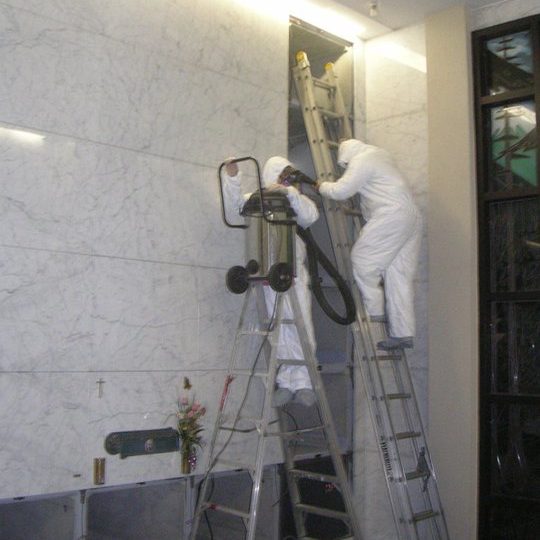 Steam cleaning a Mausoleum after bat exclusion